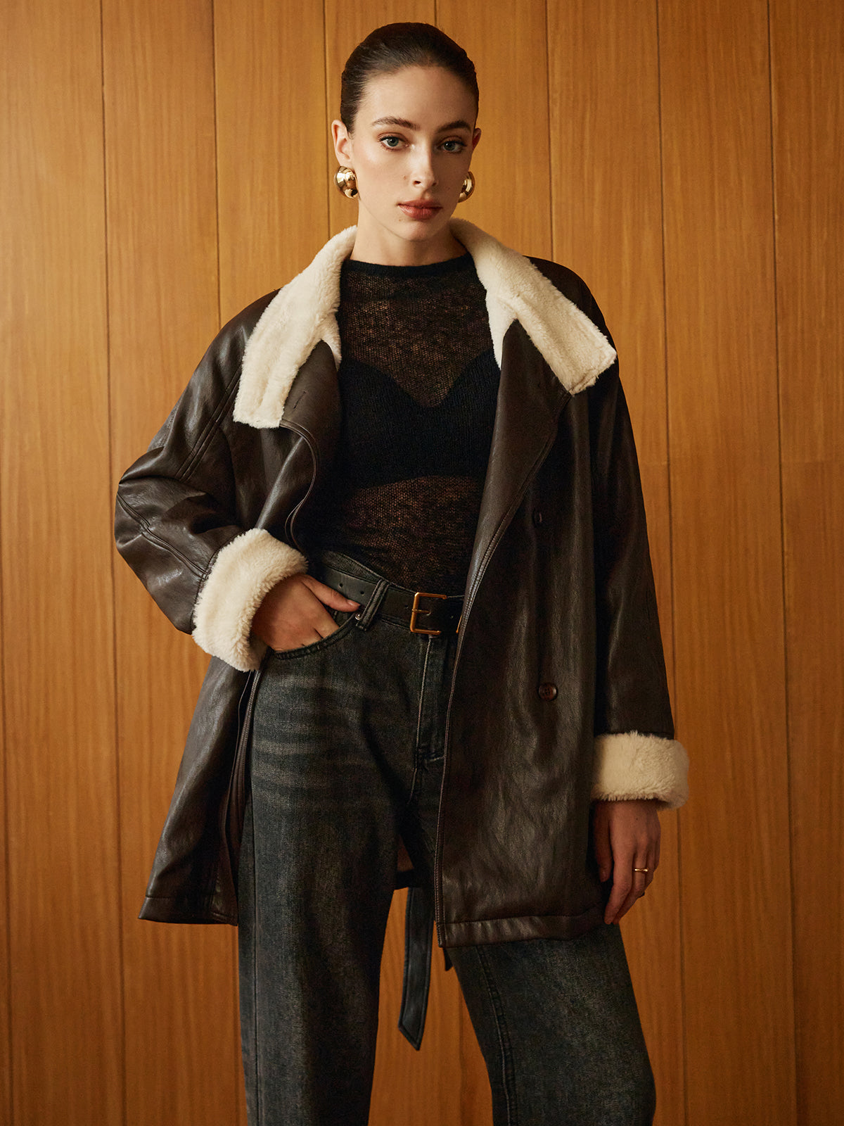 R&B | PU-Leder Gurtjacke