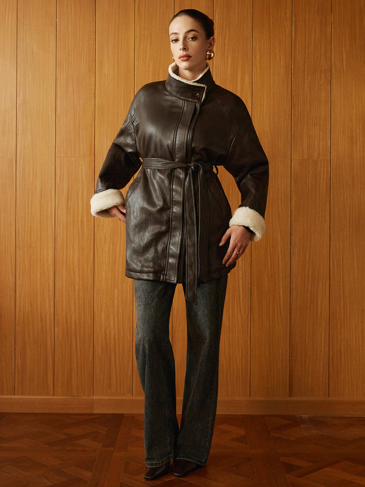 R&B | PU-Leder Gurtjacke