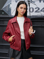 R&B | Leder Zip Polo Jacke