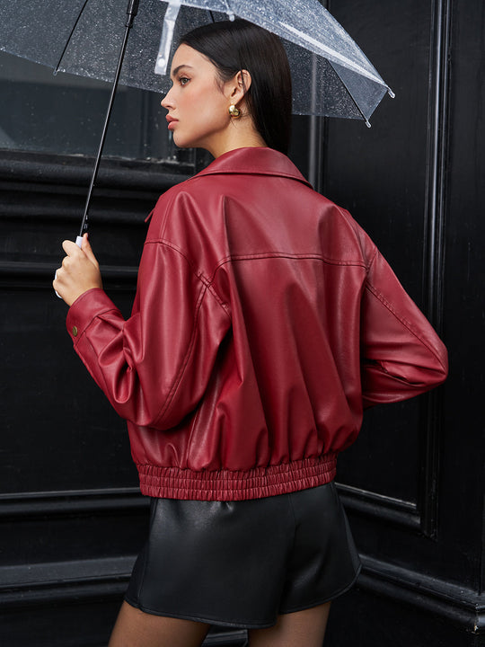 R&B | Leder Zip Polo Jacke