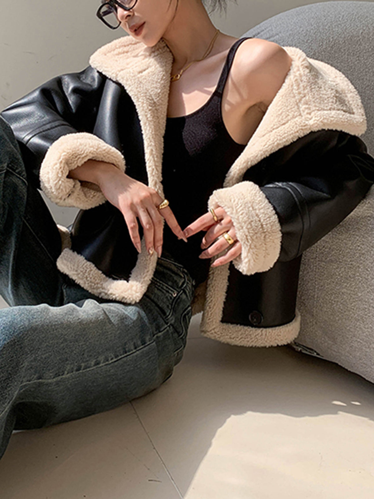 R&B | Gefütterte Kunstlederjacke