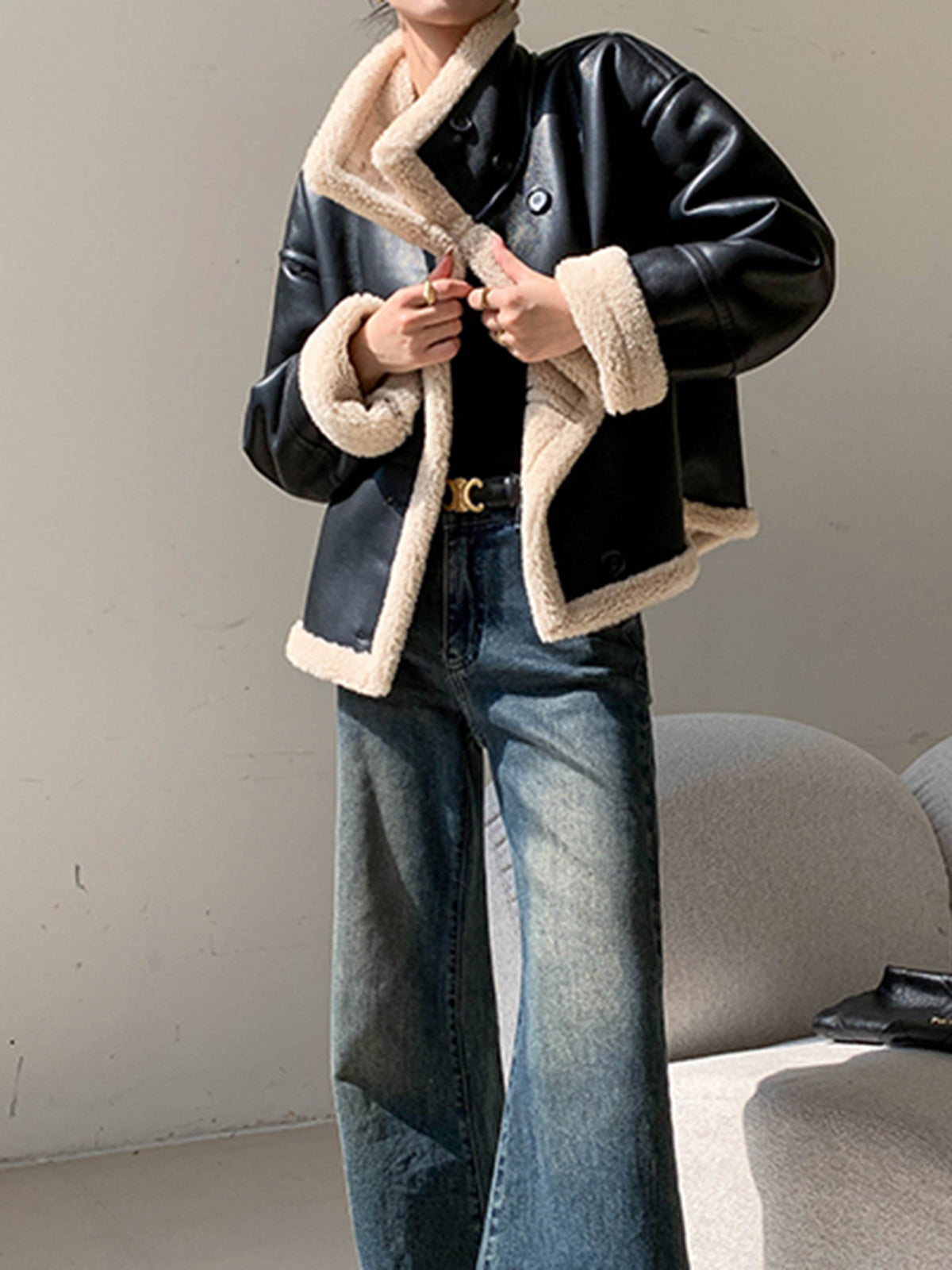 R&B | Gefütterte Kunstlederjacke