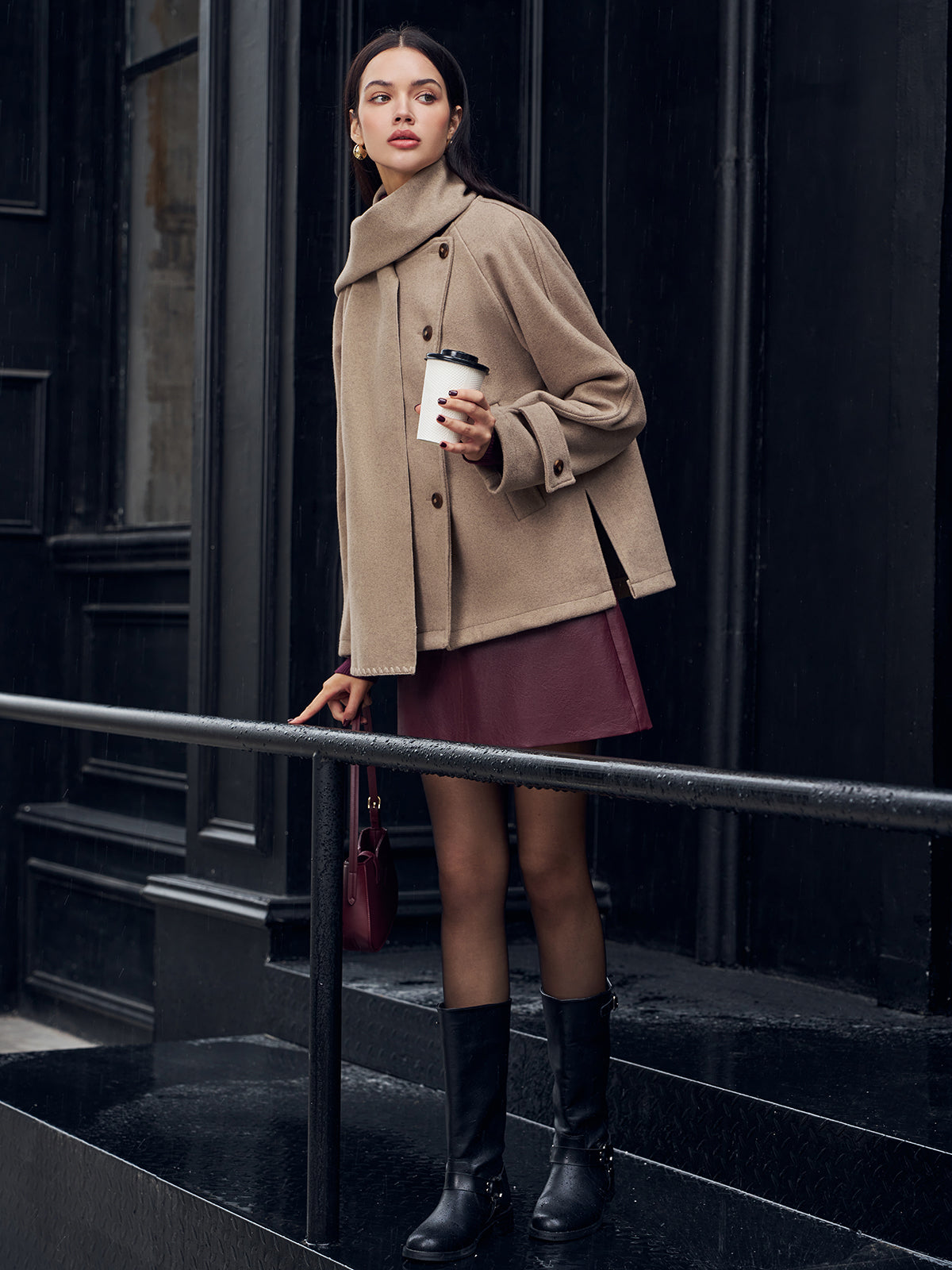R&B | Jacke mit passendem Knopf-Schal