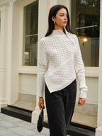 R&B | Strickjacke mit Asymmetrischem Reißverschluss Strukturiertes Muster Modern und Warm