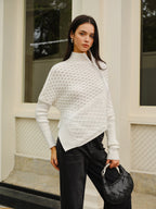 R&B | Strickjacke mit Asymmetrischem Reißverschluss Strukturiertes Muster Modern und Warm