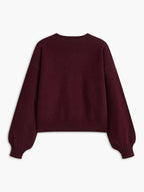 R&B | Strickcardigan mit Samtschleifen Wollmischung Feminin und Modern