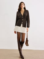 R&B | Cardigan mit Knöpfen Rippstrick Tailliert Elegant und Bequem