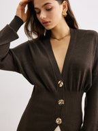 R&B | Cardigan mit Knöpfen Rippstrick Tailliert Elegant und Bequem