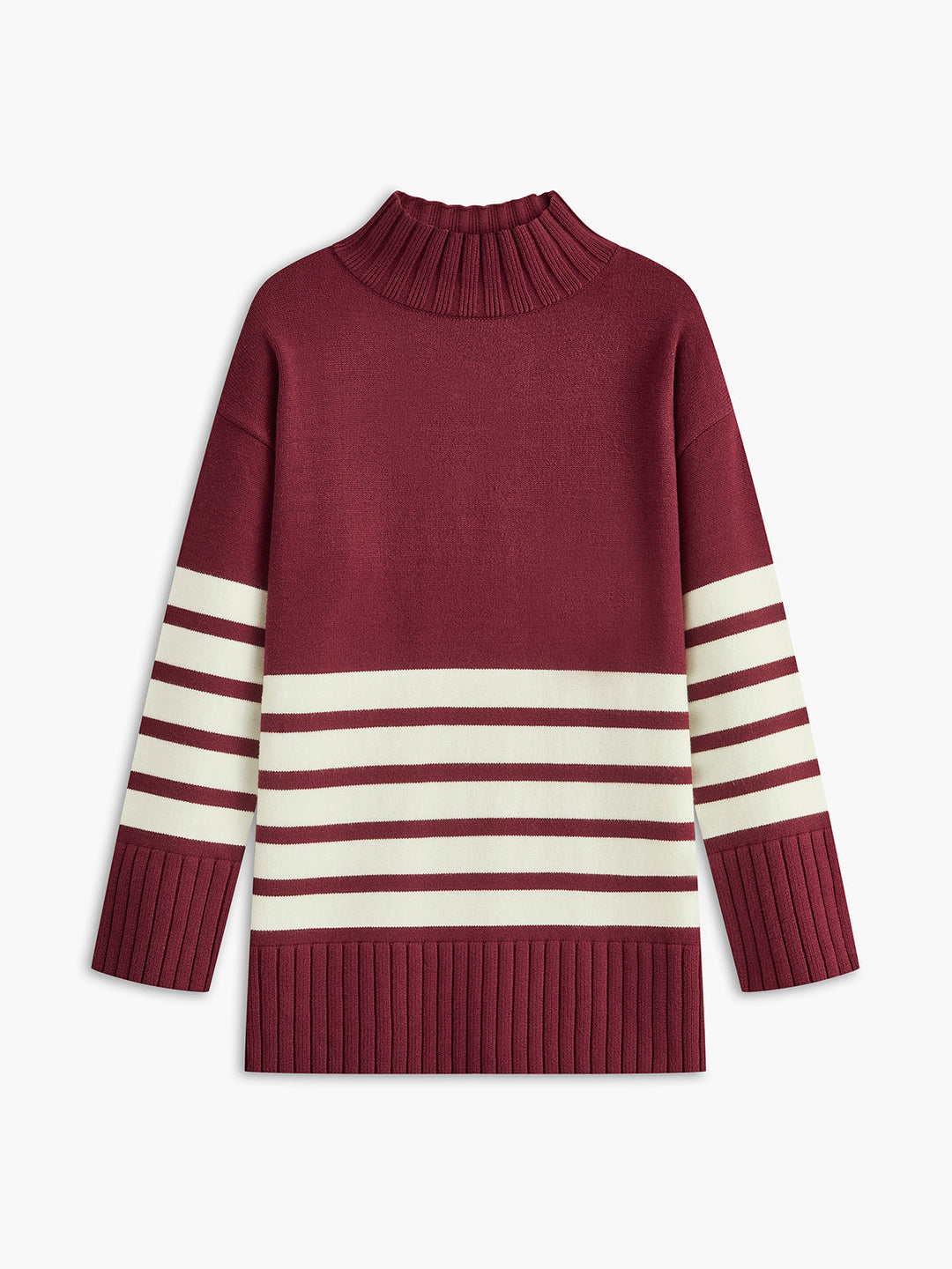 R&B | Gestreifter Übergrößen-pullover Wollmischung Wärme und Komfort