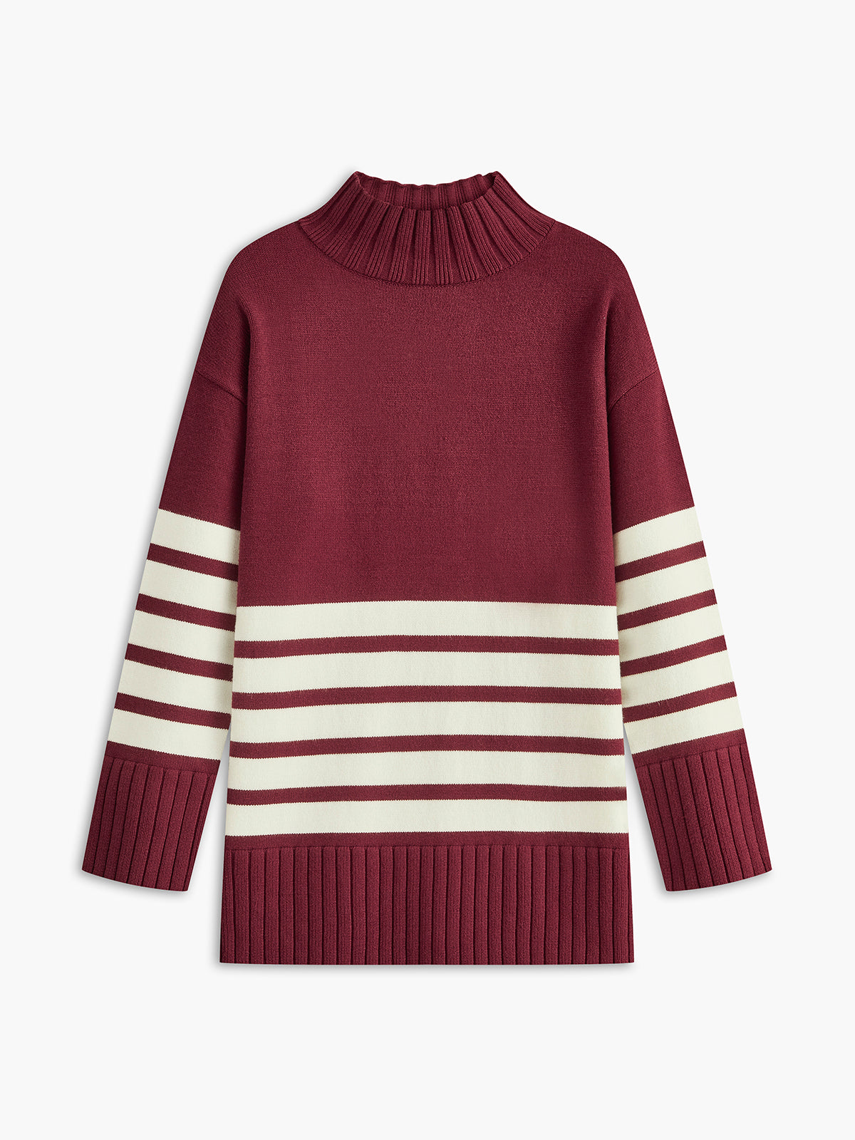 R&B | Gestreifter Übergrößen-pullover Wollmischung Wärme und Komfort