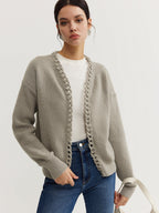 R&B | Cardigan mit Geflochtenem Rand Weicher Strick Zeitloser Komfort
