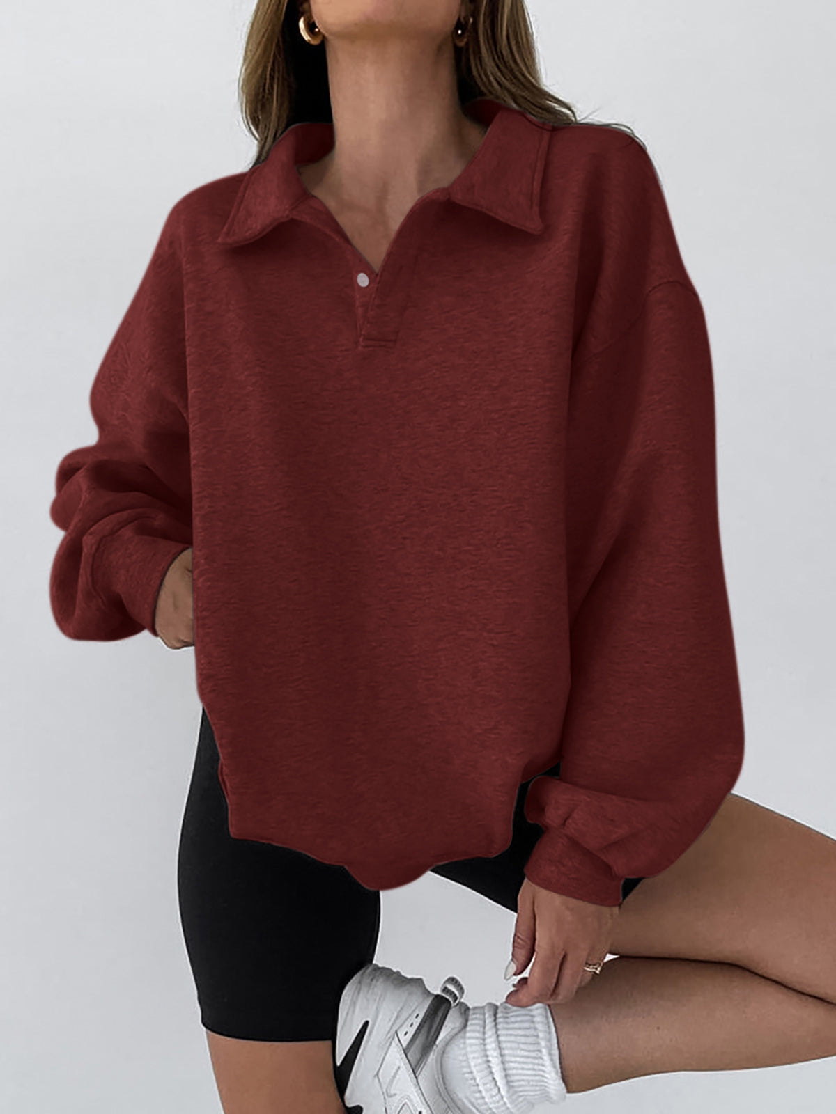 R&B | Sweatshirt mit Kragen Baumwollmischung Lässig und Trendy
