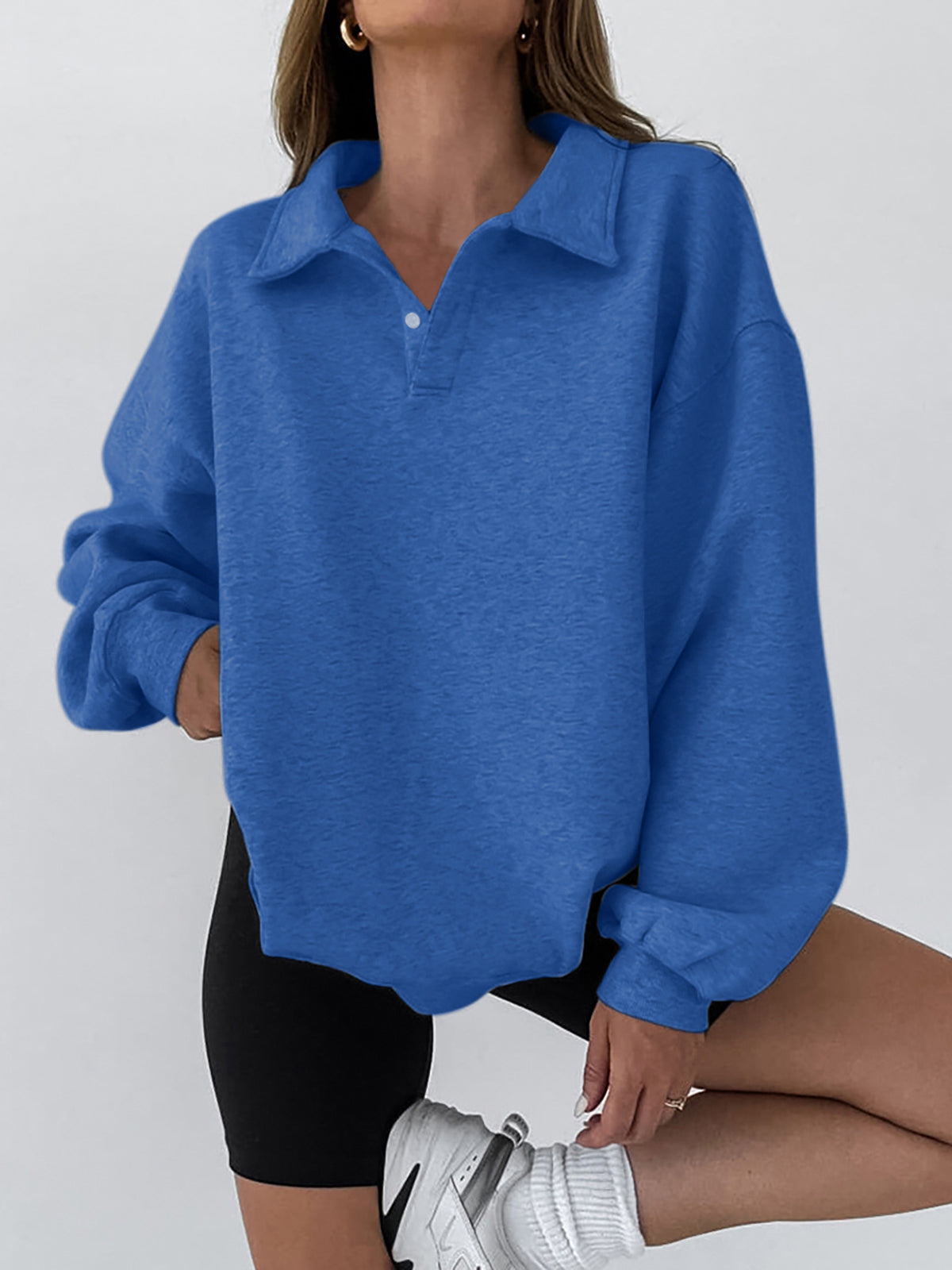 R&B | Sweatshirt mit Kragen Baumwollmischung Lässig und Trendy