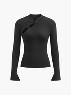 R&B | Langarmige Bluse mit Einzigartigem Ausschnitt Baumwollmischung Modern und Elegant