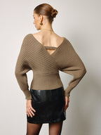 R&B | Rippenstrick Bluse V-ausschnitt und Wickeldesign Elegant und Feminin