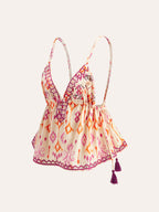 R&B | Bestickte Boho Quastenbinder Cami Top