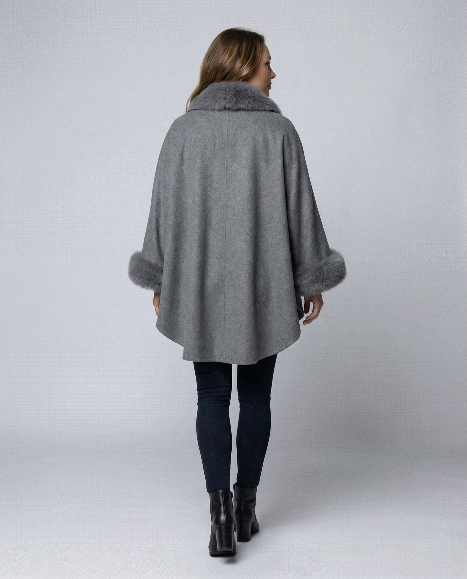 Damen Capejacke Kunstpelz