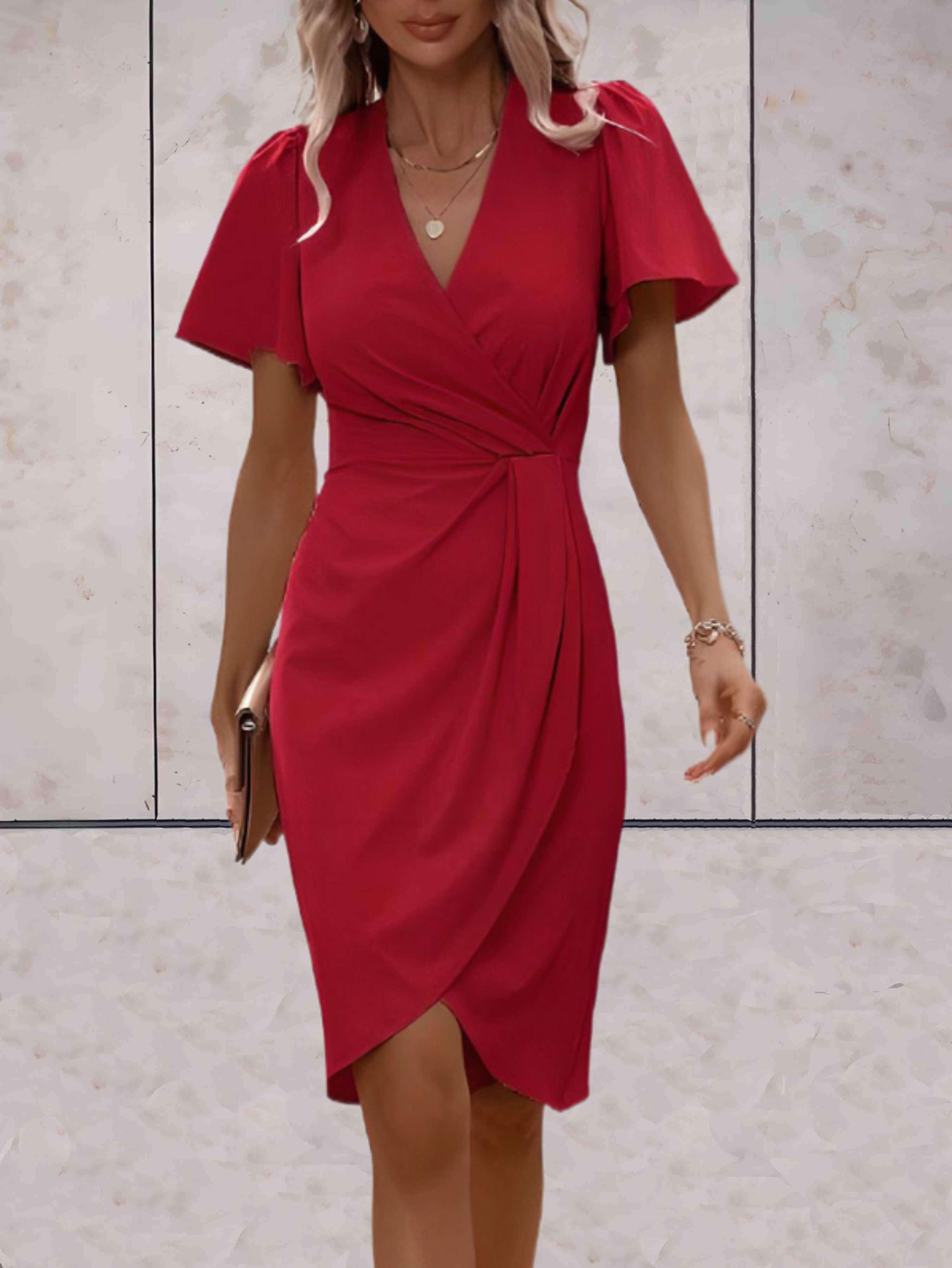 Klassisches Wickelkleid mit V-Ausschnitt
