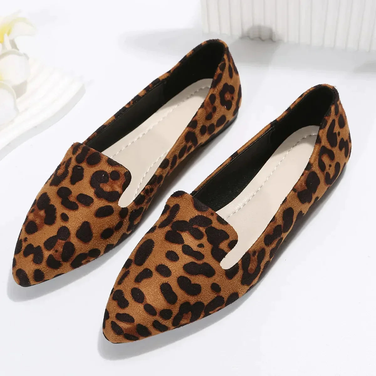 R&B | Orthopädische Leopard Spitze Zehen Loafers