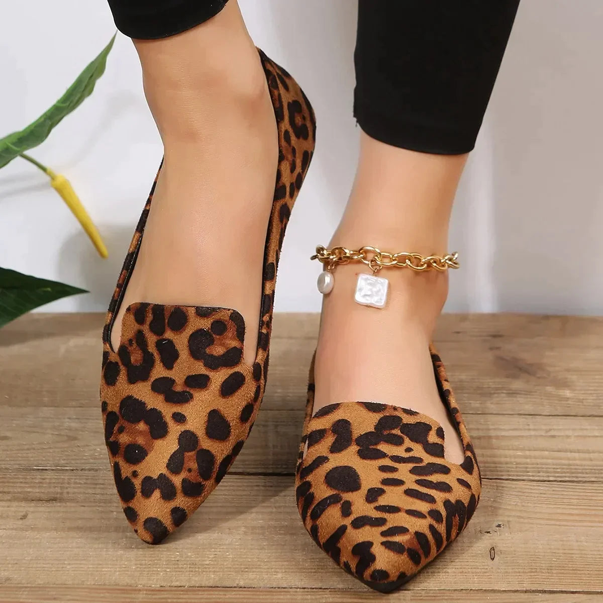 R&B | Orthopädische Leopard Spitze Zehen Loafers