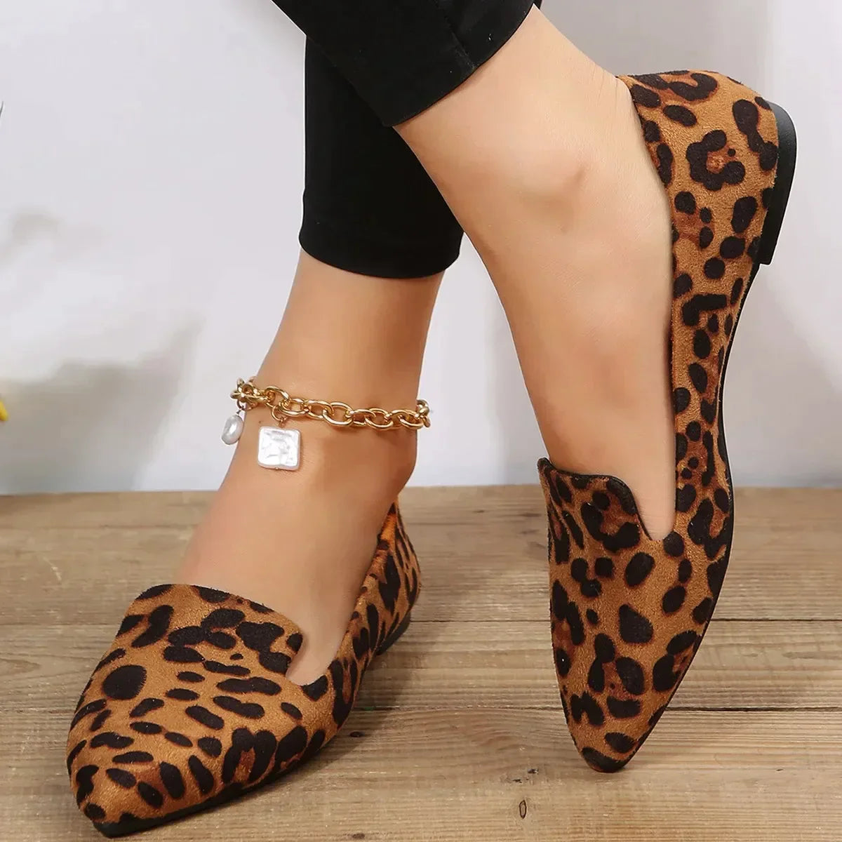 R&B | Orthopädische Leopard Spitze Zehen Loafers