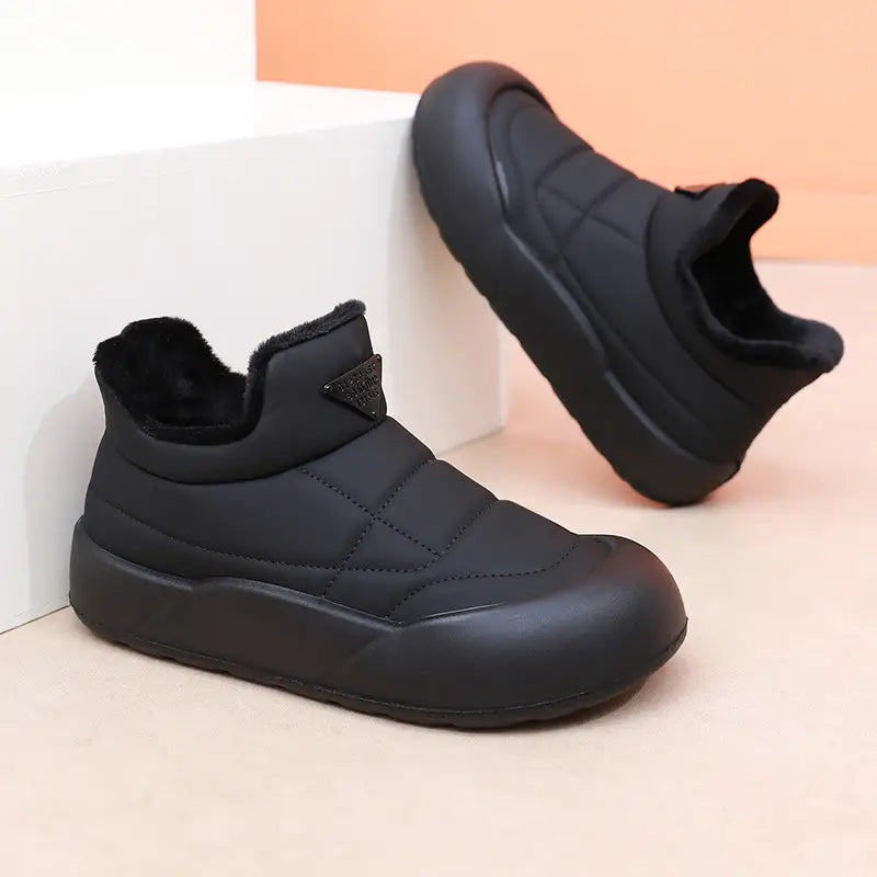 R&B | Damen Schnee Stiefel, Warme Baumwolle Slip-On Knöchel Stiefel, Kunstledersohle & Plüsch Futter