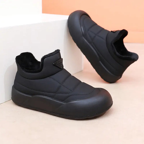 R&B | Damen Schnee Stiefel, Warme Baumwolle Slip-On Knöchel Stiefel, Kunstledersohle & Plüsch Futter
