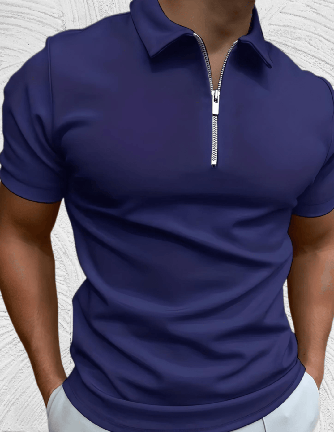 R&B Gut sitzendes Herren-Poloshirt mit Reißverschluss