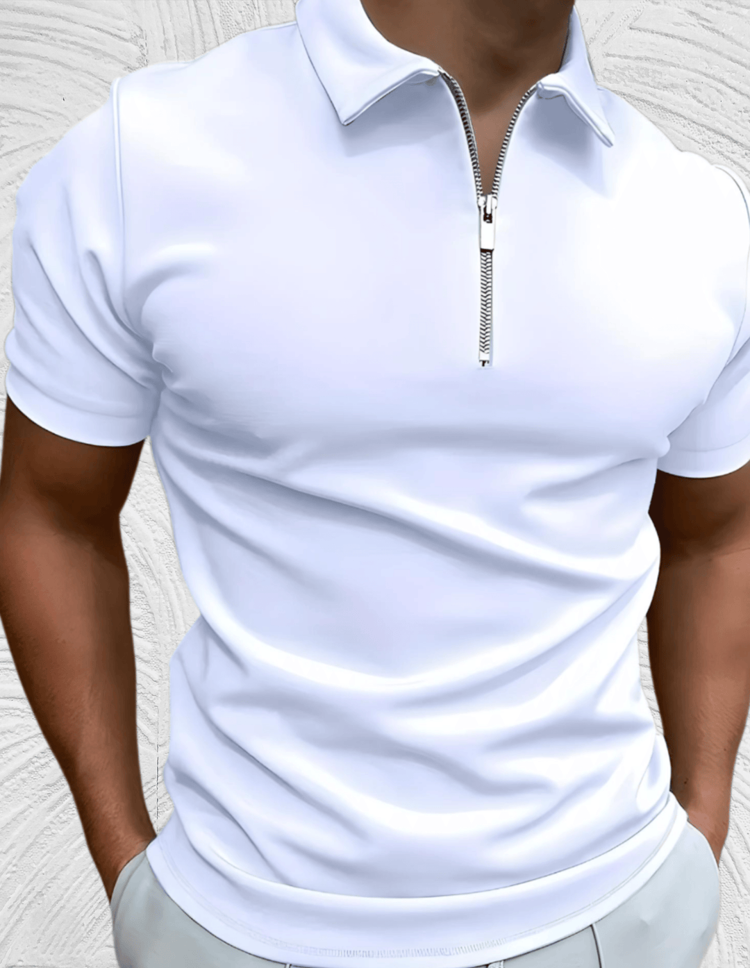 R&B Gut sitzendes Herren-Poloshirt mit Reißverschluss
