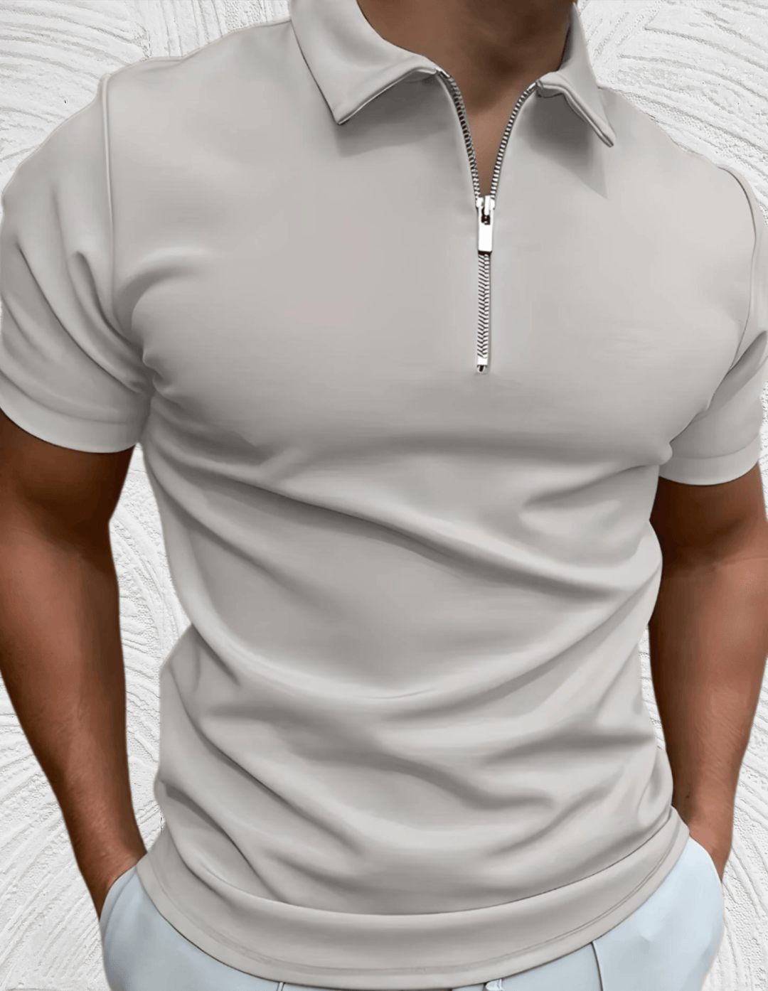 R&B Gut sitzendes Herren-Poloshirt mit Reißverschluss