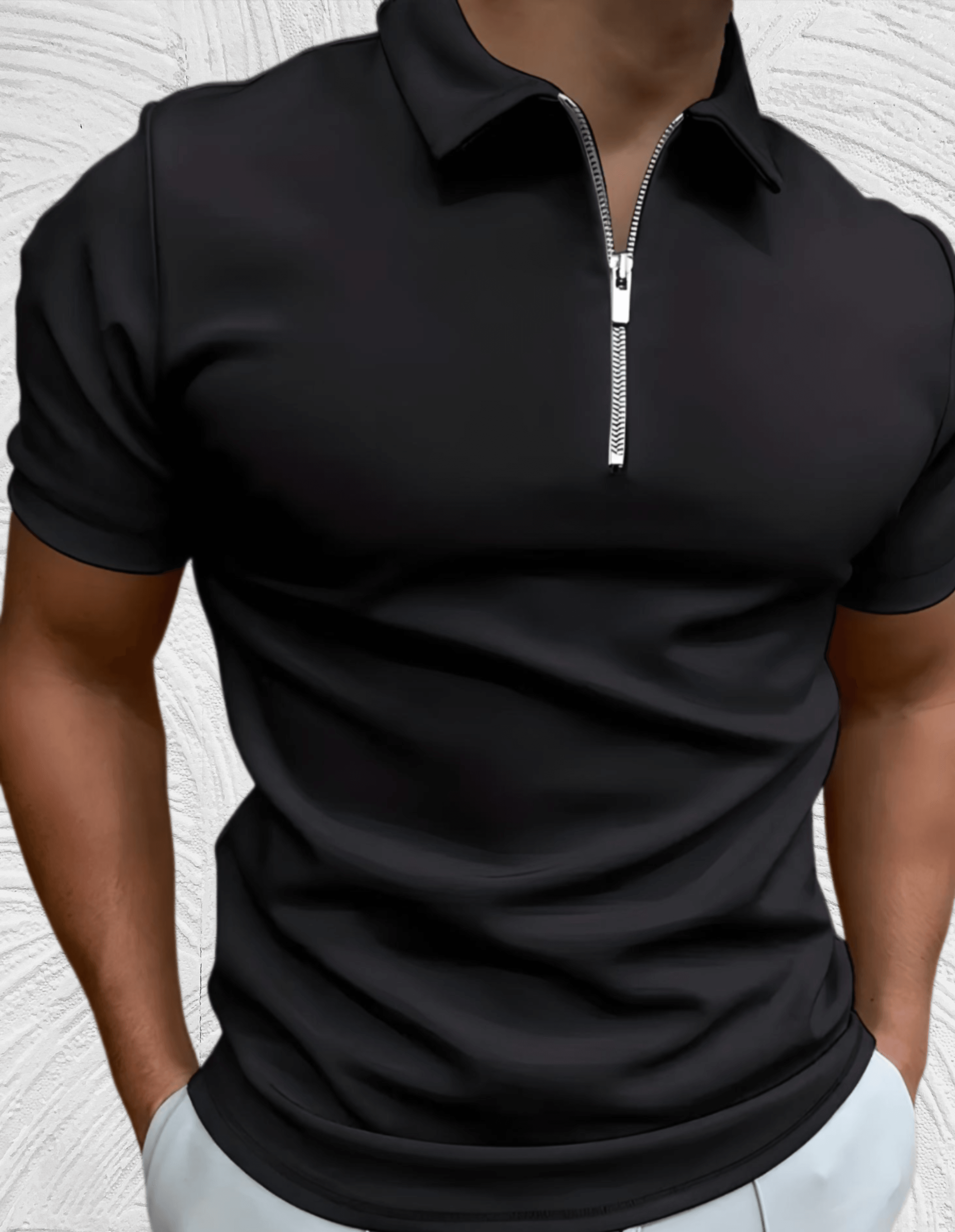R&B Gut sitzendes Herren-Poloshirt mit Reißverschluss