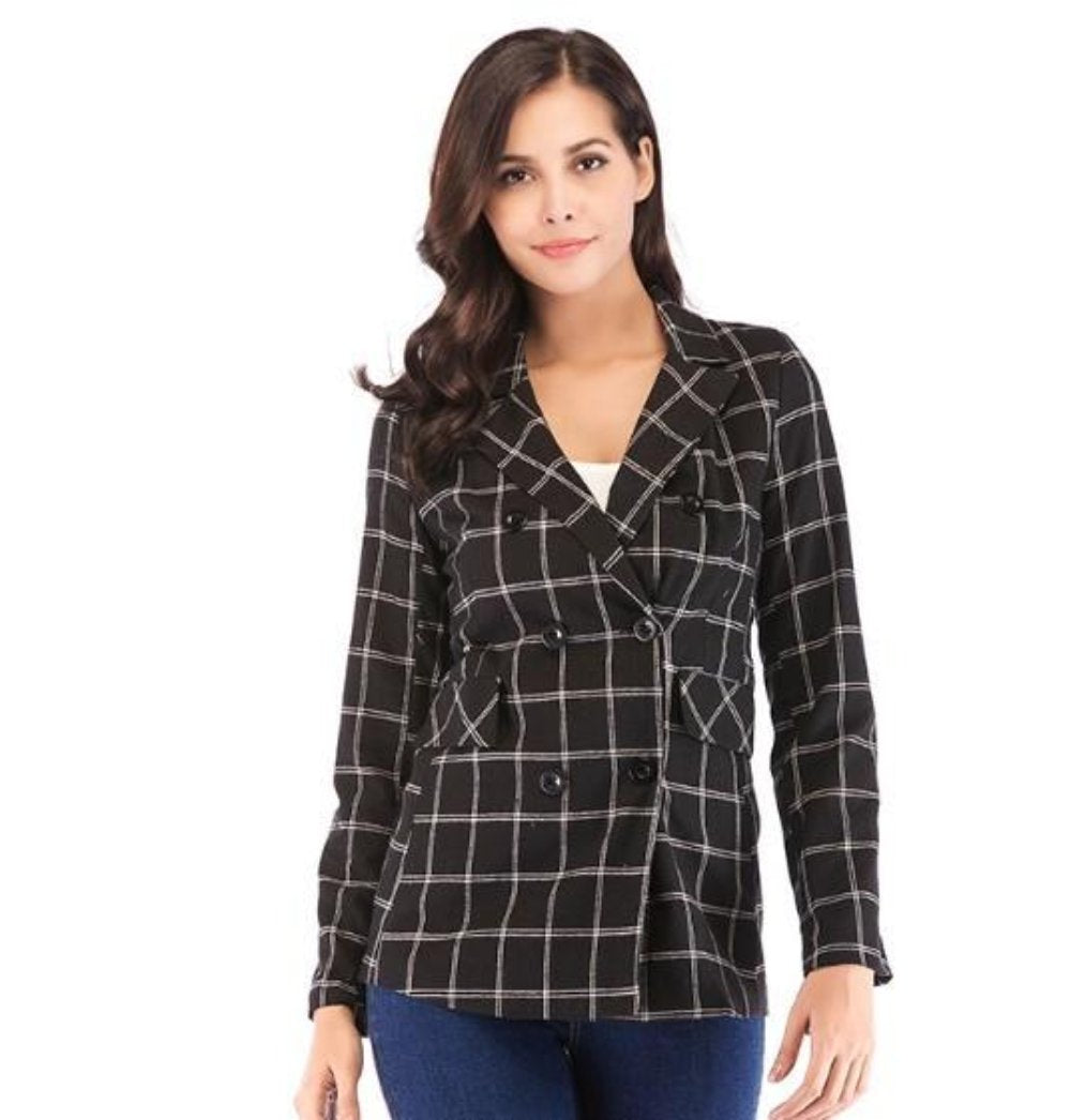 R&B | Klassisch Karierter Blazer Doppelreihiges Design Elegant und Modern