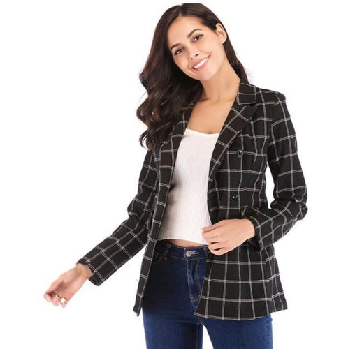R&B | Klassisch Karierter Blazer Doppelreihiges Design Elegant und Modern