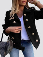 R&B | Kurze Wolljacke mit Doppelreihigem Design Wollmischung Klassisch und Elegant