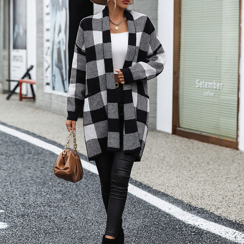 R&B | Karierte Strickjacke