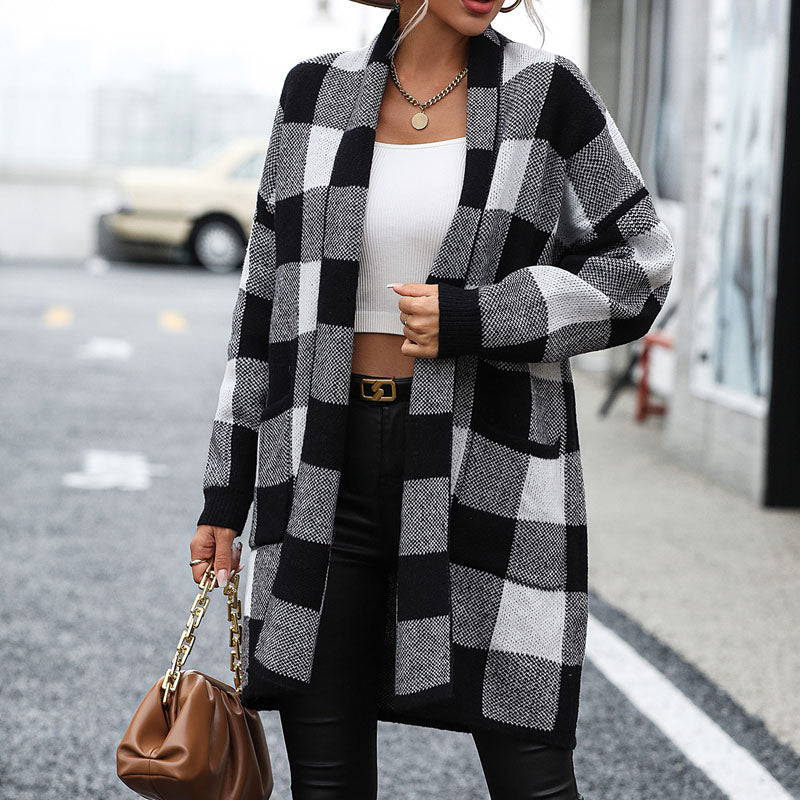 R&B | Karierte Strickjacke