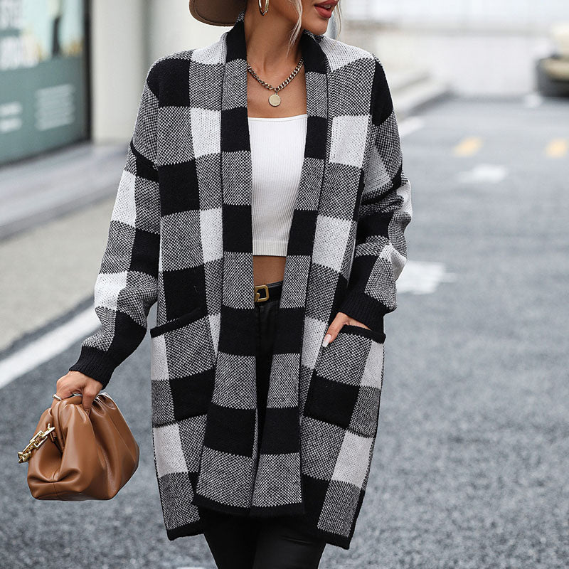 R&B | Karierte Strickjacke