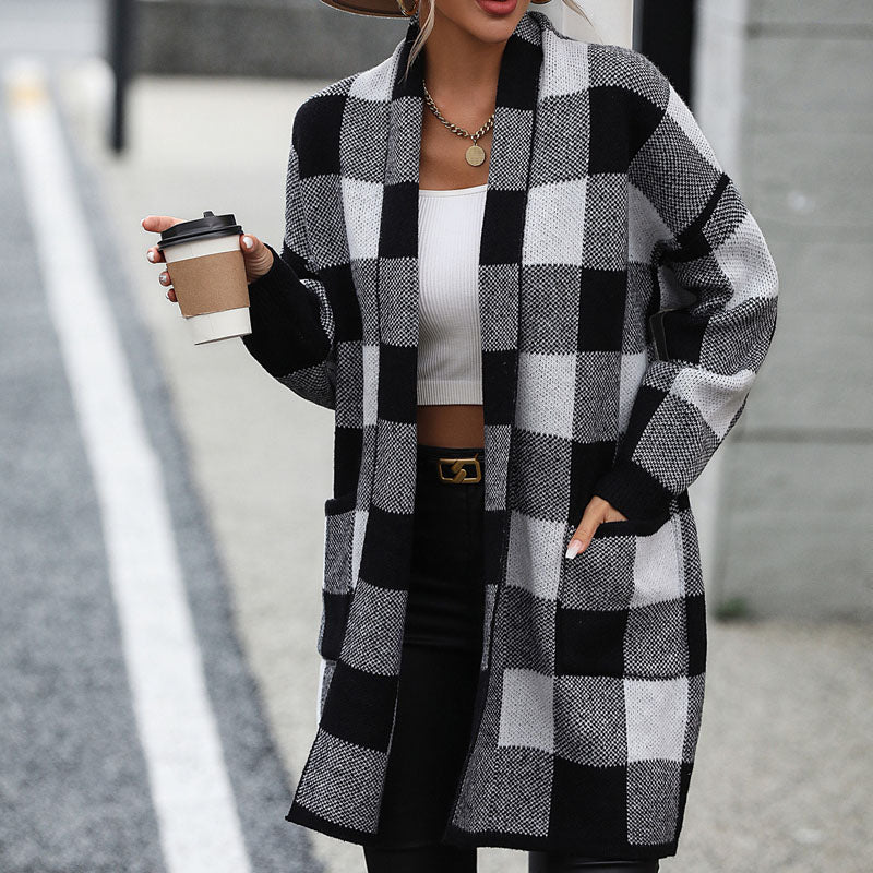 R&B | Karierte Strickjacke