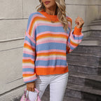 R&B | Gestreifter Strickpullover in Sanften Tönen