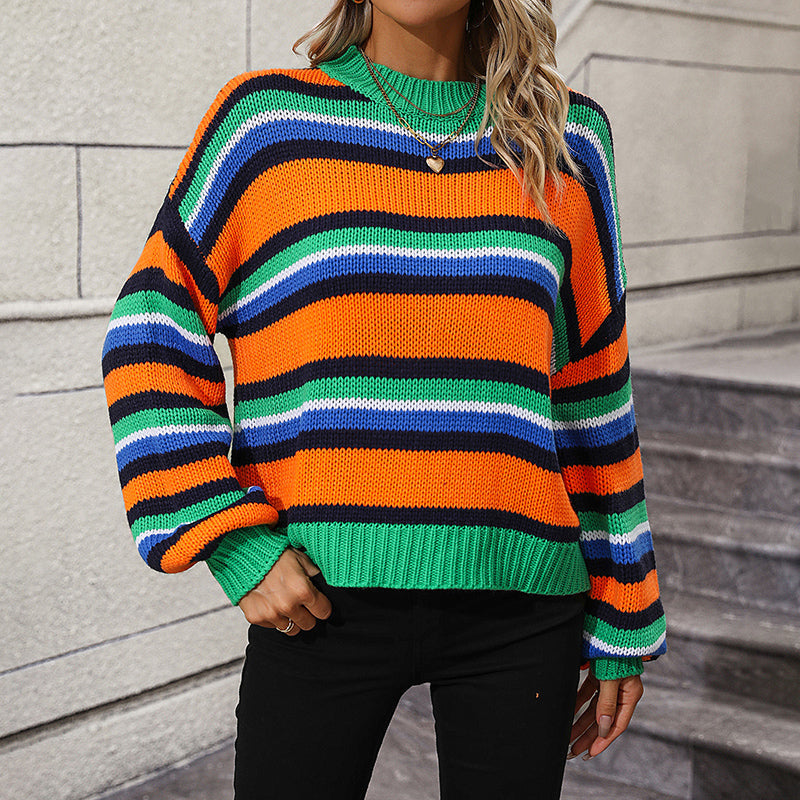 R&B | Gestreifter Strickpullover in Sanften Tönen