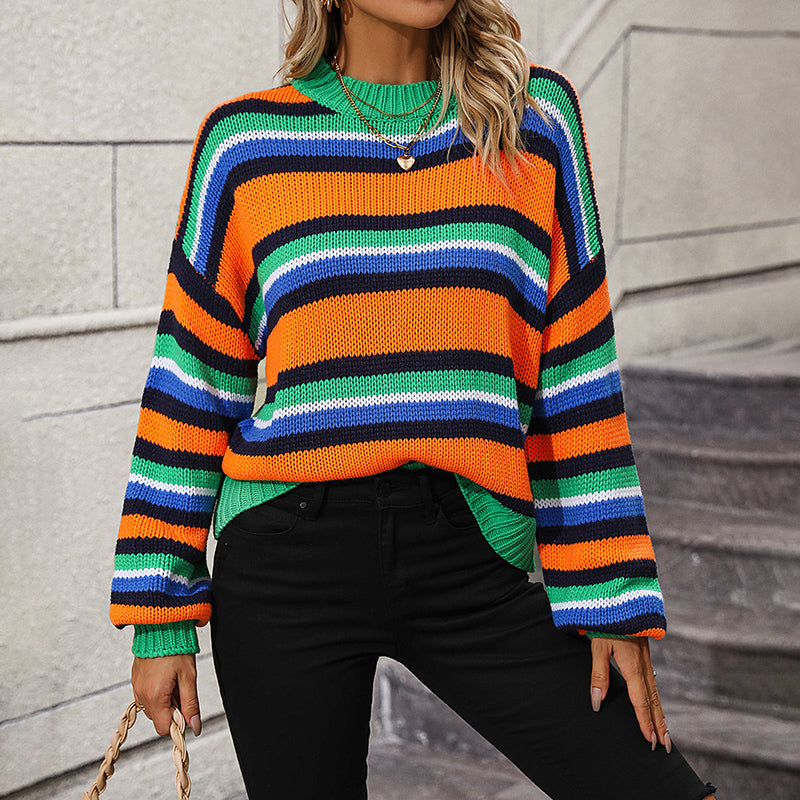 R&B | Gestreifter Strickpullover in Sanften Tönen