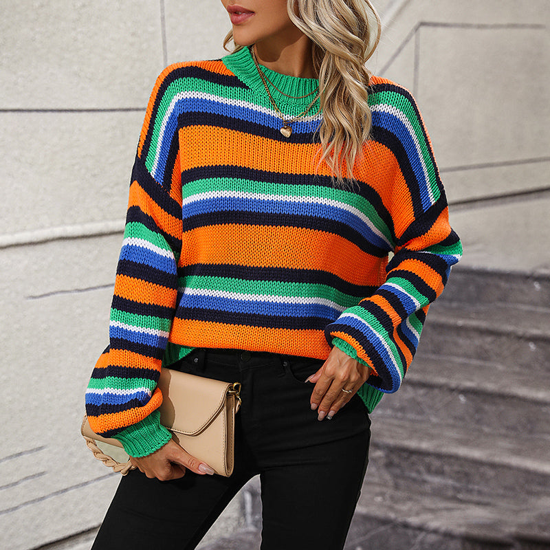 R&B | Gestreifter Strickpullover in Sanften Tönen