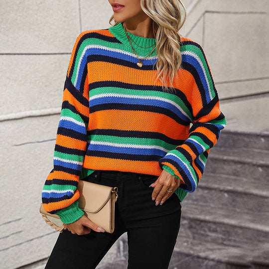 R&B | Gestreifter Strickpullover in Sanften Tönen
