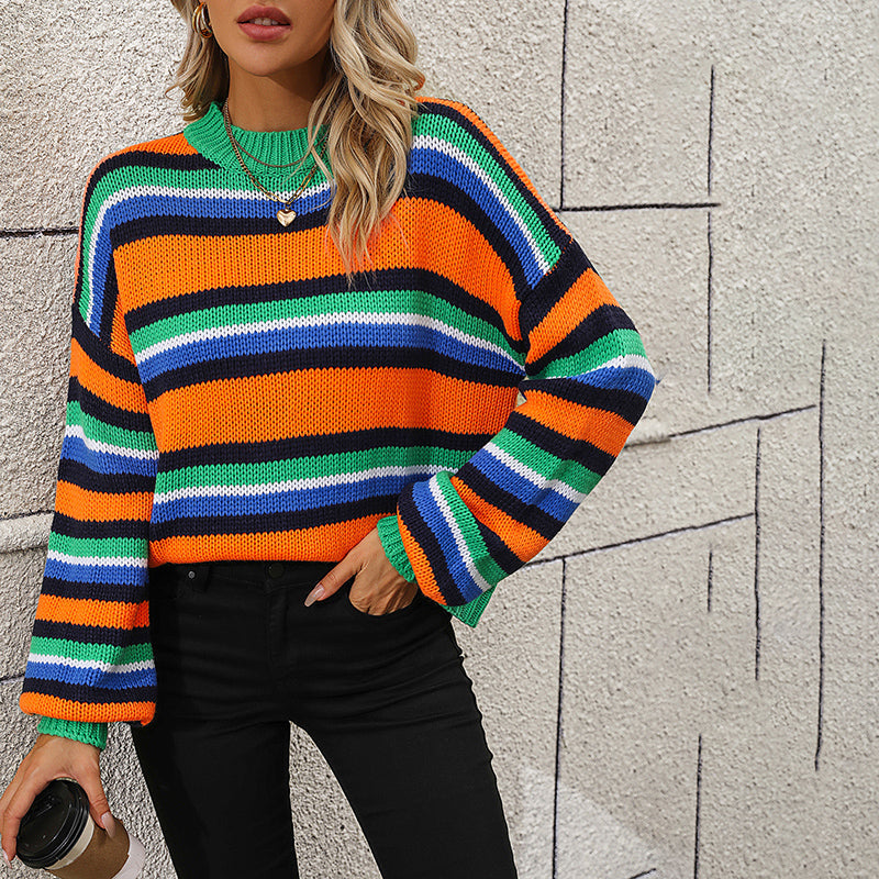 R&B | Gestreifter Strickpullover in Sanften Tönen