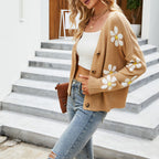R&B | Strickjacke mit Zartem Blumenmuster Design
