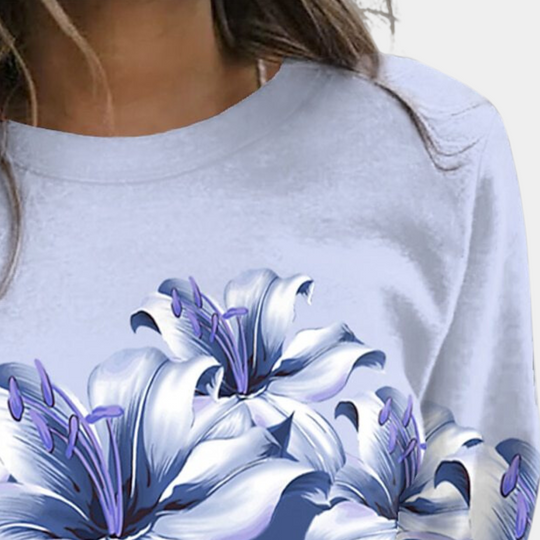 R&B | Sweatshirt Weiches Atmungsaktives Material Bequeme Passform Floral Print Lange Ärmel