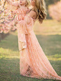EB Schwangerschafts-Chaps, Maxi-Kleider für Fotoshootings, elegantes, schulterfreies Bandeau mit seitlichem Schlitz