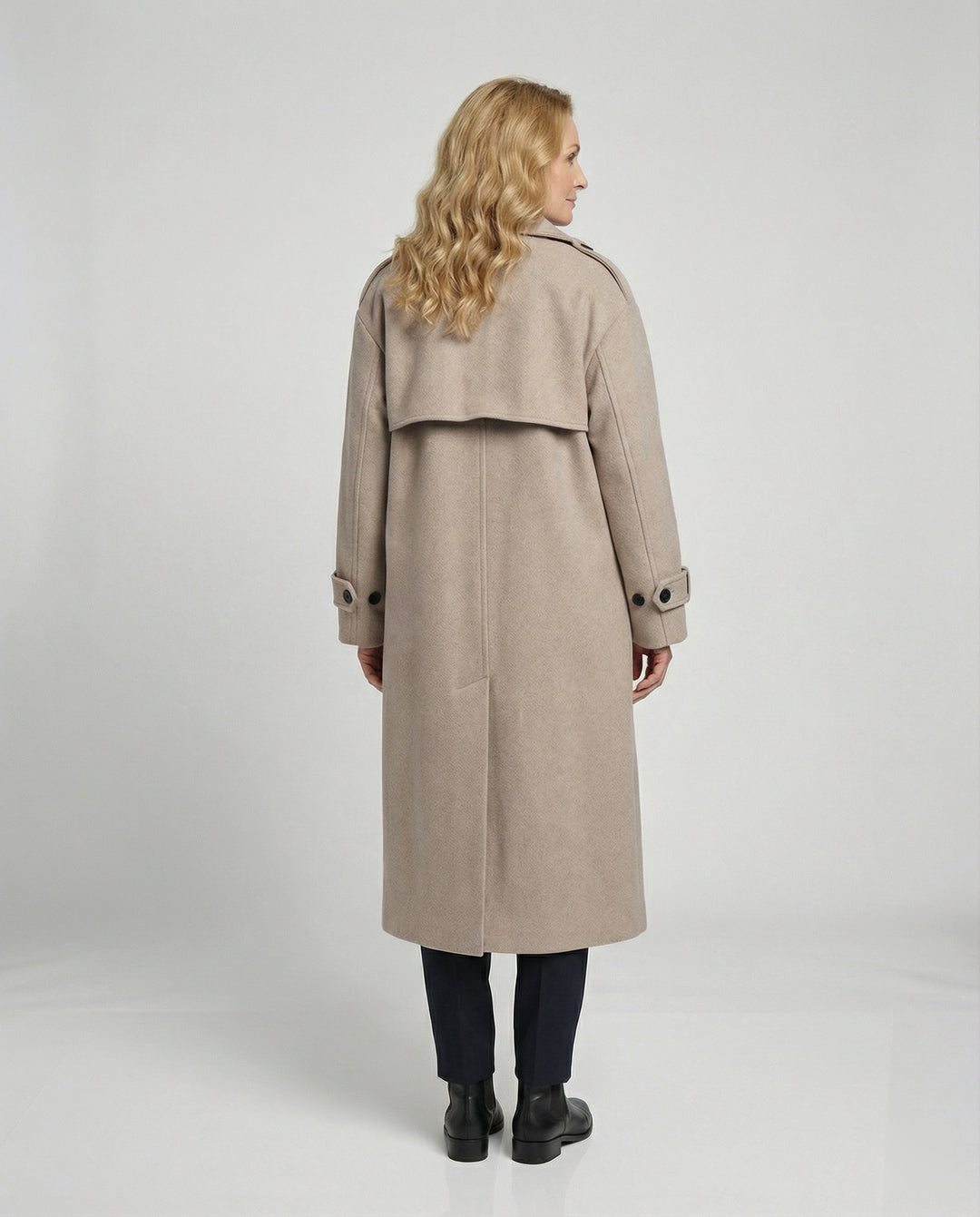Britischer Wollmantel Damen Herren Zweireihig Mittellang Locker Warm