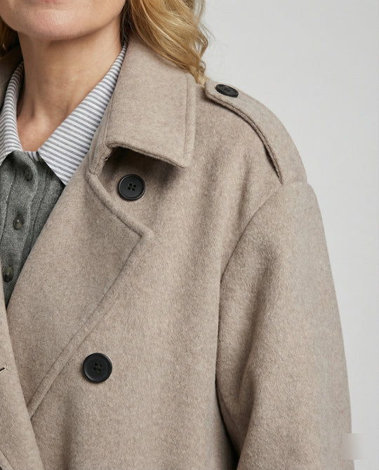 Britischer Wollmantel Damen Herren Zweireihig Mittellang Locker Warm