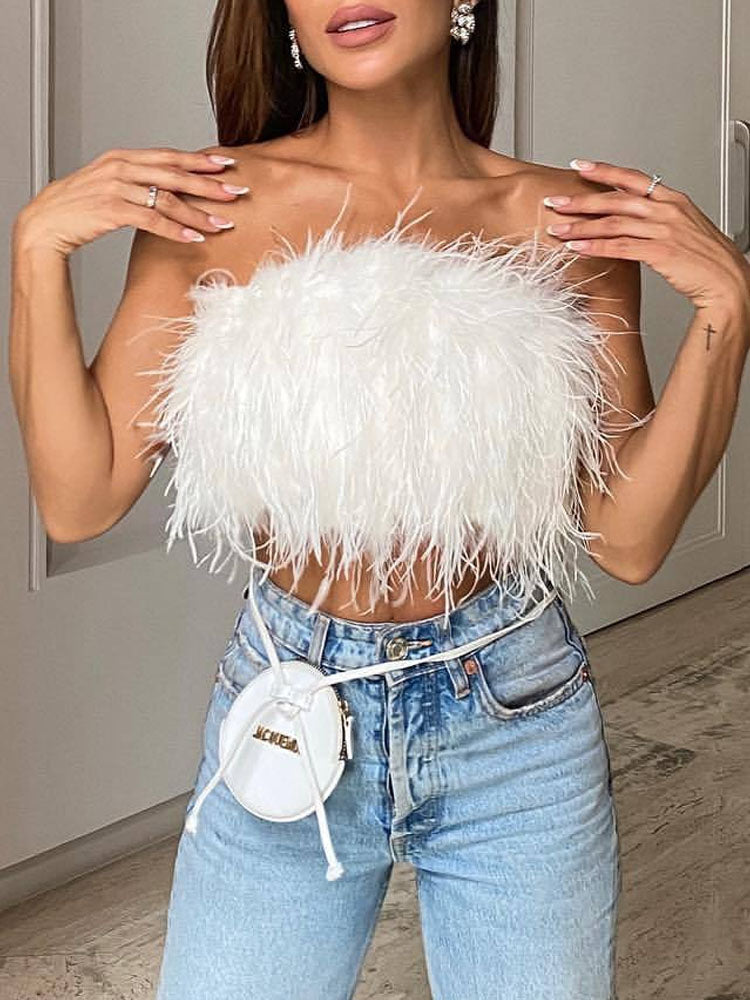 Bandeau-Top Mit Federn